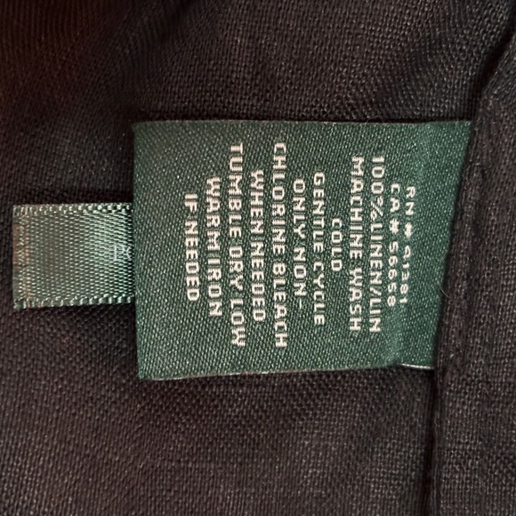 Lauren Ralph Lauren Womens Shirt XL Black Linen Blend Long‎ Sleeve Button Up XL - Picture 7 of 7